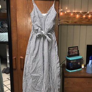 Blue striped romper